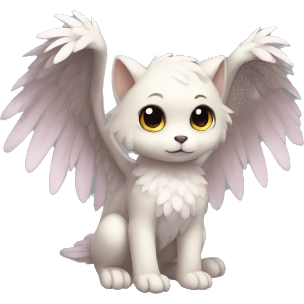 Anthro shy cute kawaii winged animal hybrid full body emoji