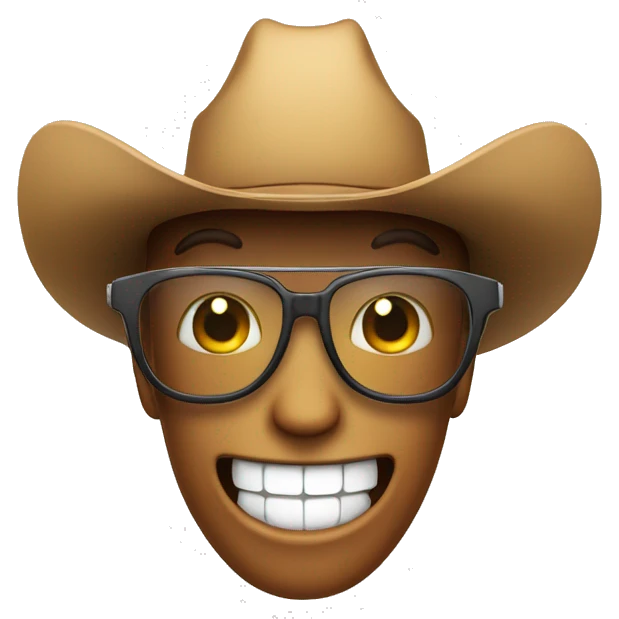 glasses smile with teeths cowboy hat emoji