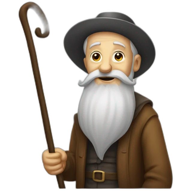 very old man with long beard and cane emoji