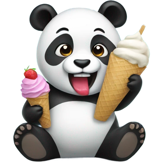 Panda eating ice cream emoji