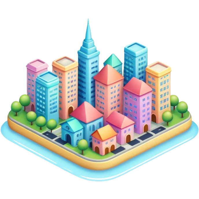  colorful shiny glossy pastel city  emoji