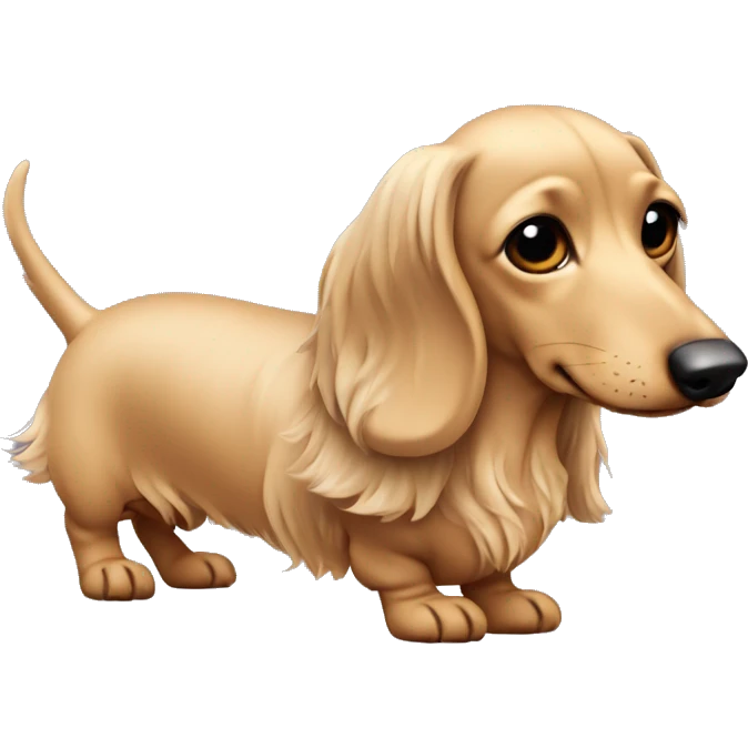 Light Beige color long hair long face dachshund full body  emoji