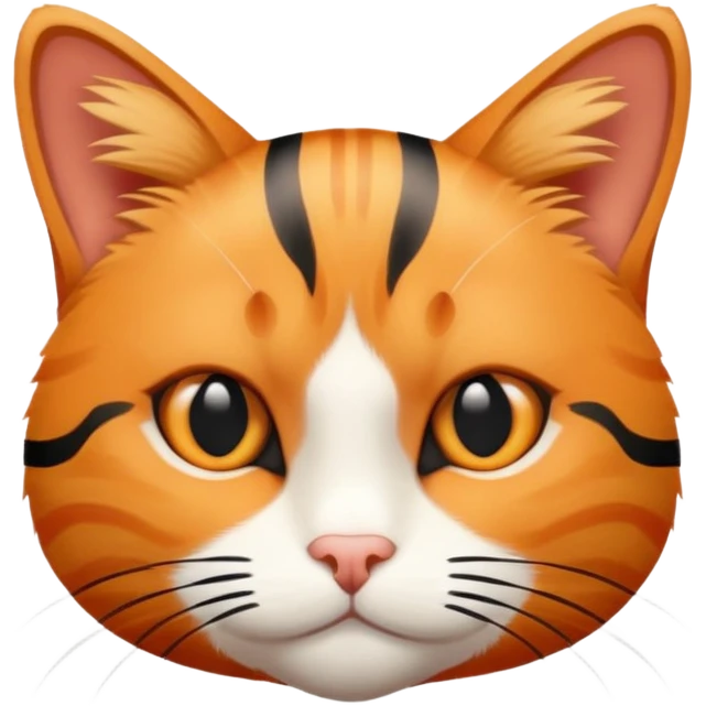 Orange tabby cat with black stripes on the body but not the head. The head is solid orange with no stripes. emoji