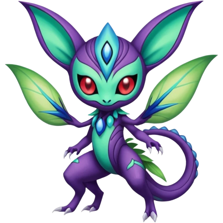 Colorful Exotic Meloetta-Sableye-Virizion-Venom-Stitch-Fakémon-creature-hybrid emoji