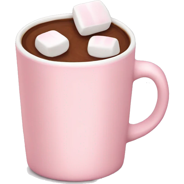 Light Pink mug of hot chocolate with marshmallows  emoji