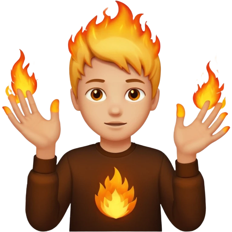 A boy with no hands fire instead made out of fire emoji
