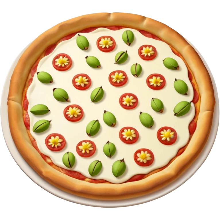 a lot of pistachio and white cream(main), under the cream there is jambon beurre like flower, pizza emoji