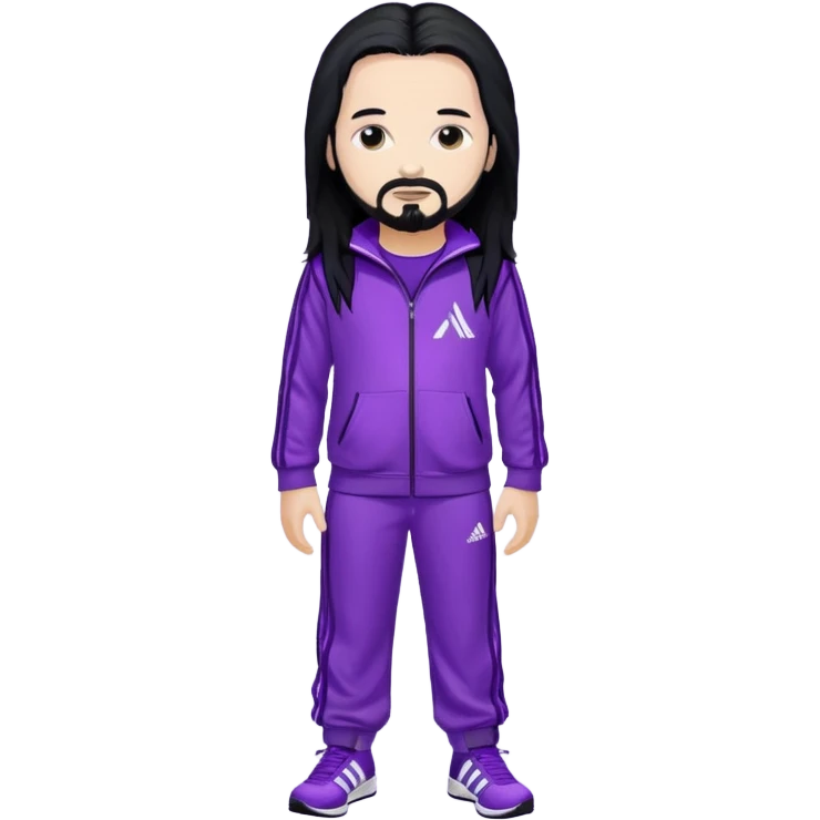 Jonathan Davis long black hair, sequin purple Adidas outfit emoji