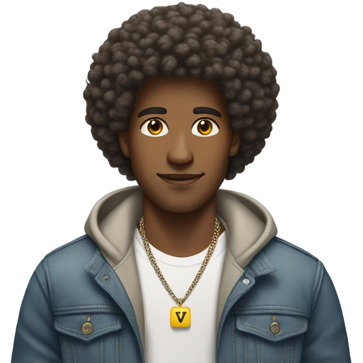Brown male, big afro ,vv necklace,Nike shoes  emoji