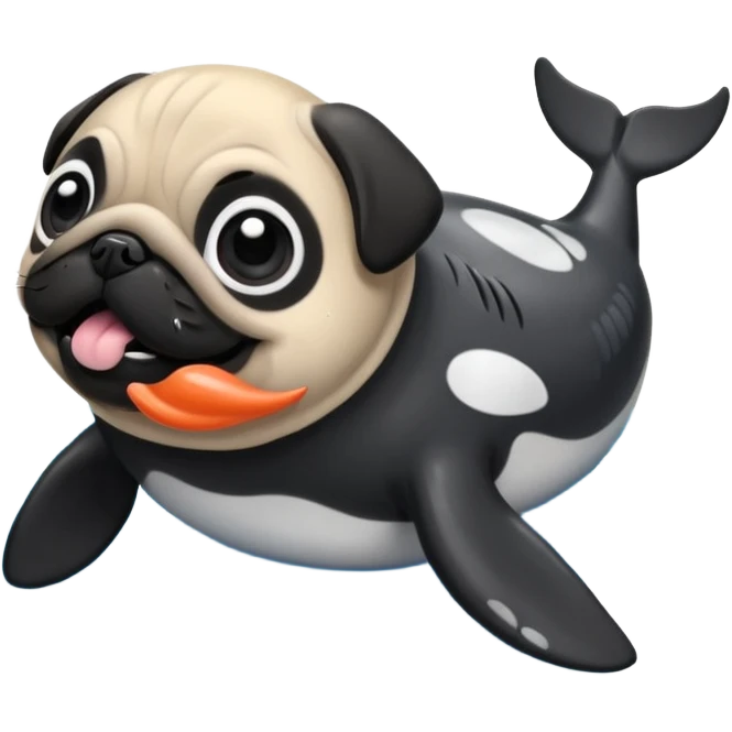 Pug swimming with orca  emoji