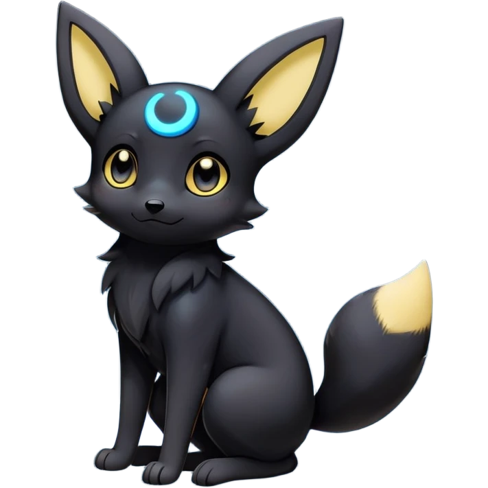 Kawaii Umbreon dark type Pokémon, full body, crescent moon, stars around  emoji