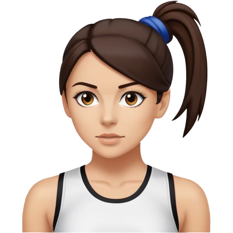 Sporty spice with dark brown hair in pony tail emoji