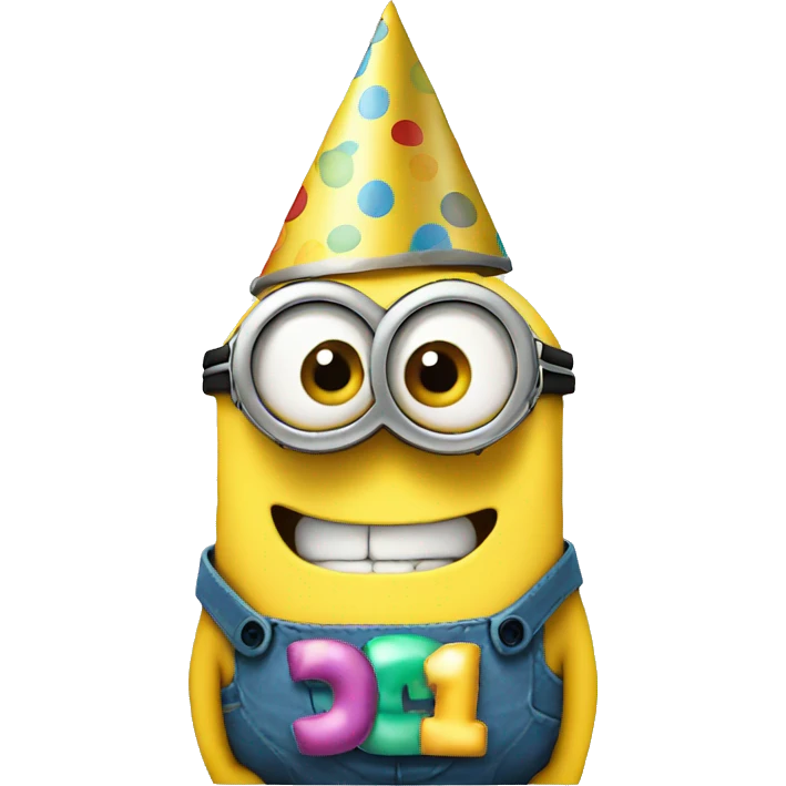 minion wearing a birthday party hat emoji