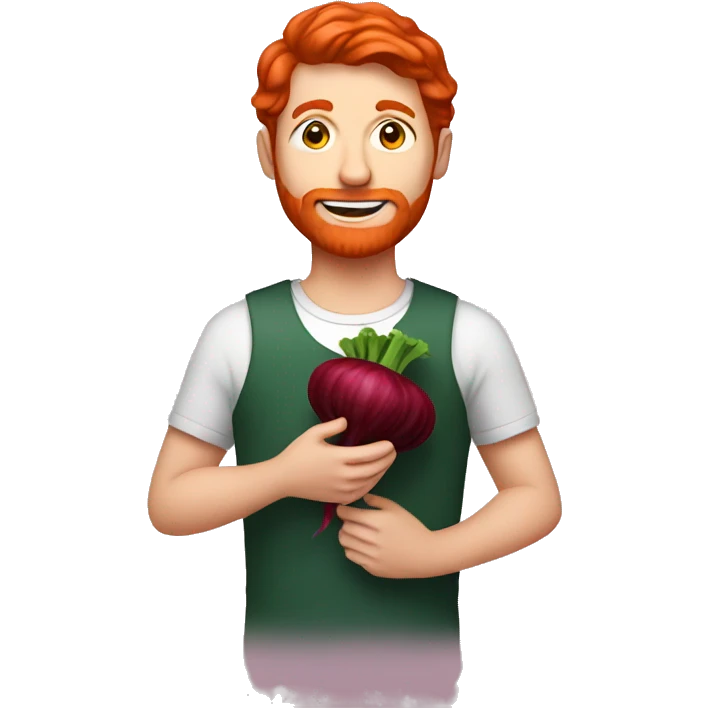 Redhead man holding beet emoji