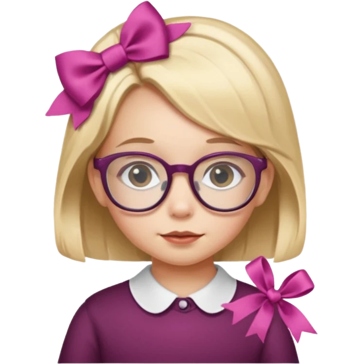 little girl with ribbon hairclip, wearing glasses emoji