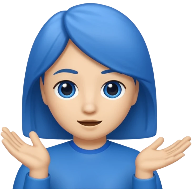 Memoji cabello azul parando el dedo de enmedio  emoji