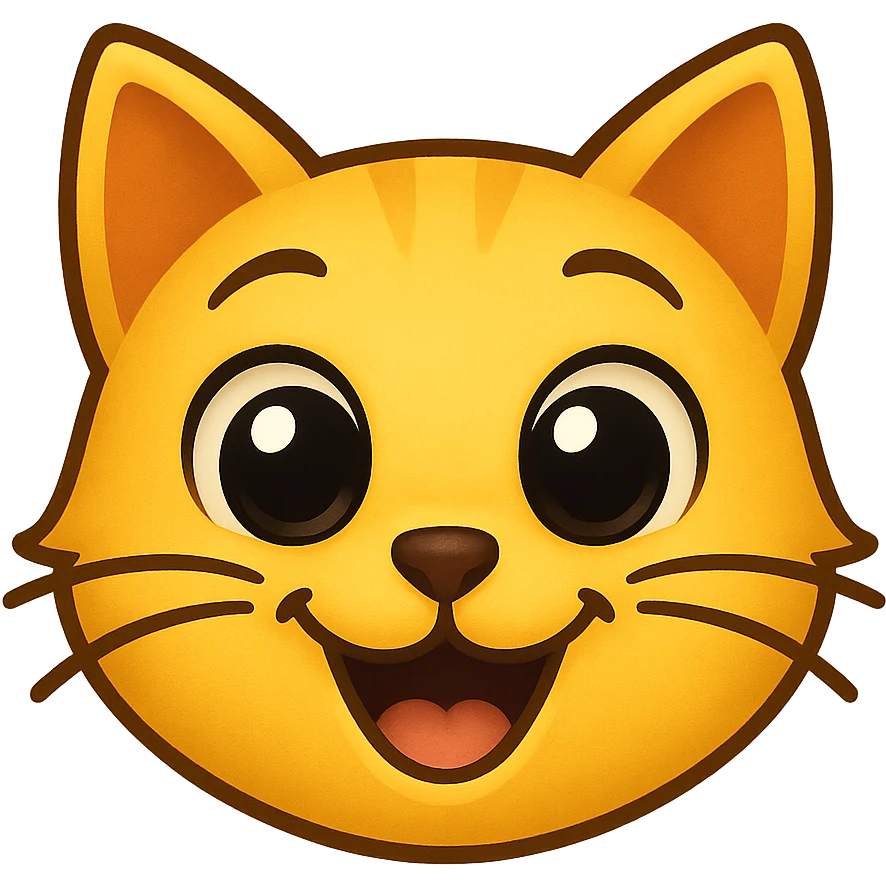 animal emoji, cute cat face, yellow, playful emoji