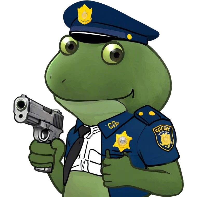holding a gun, wearing a cop outfit emoji