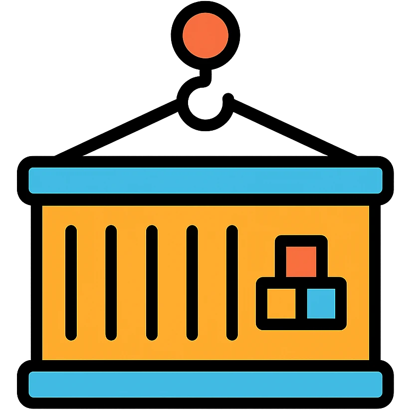 colored icon of a shipping container representing goods emoji