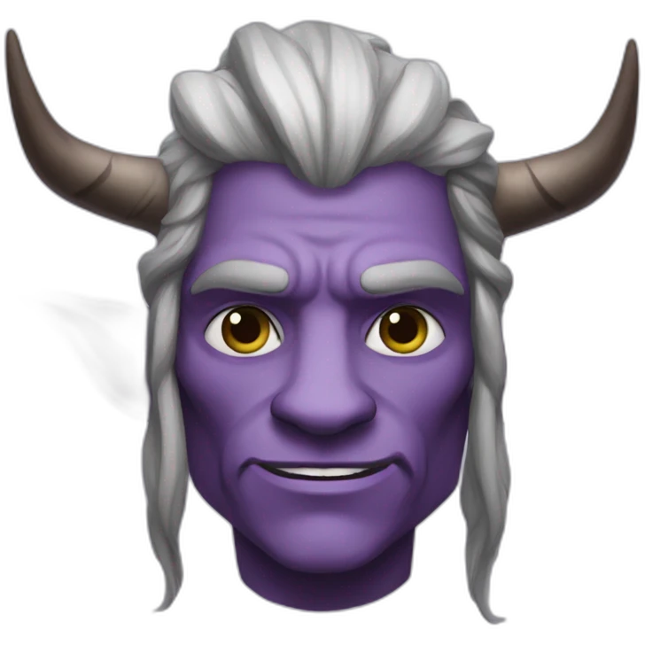 purple-skinned firbolg man with cow-ears emoji