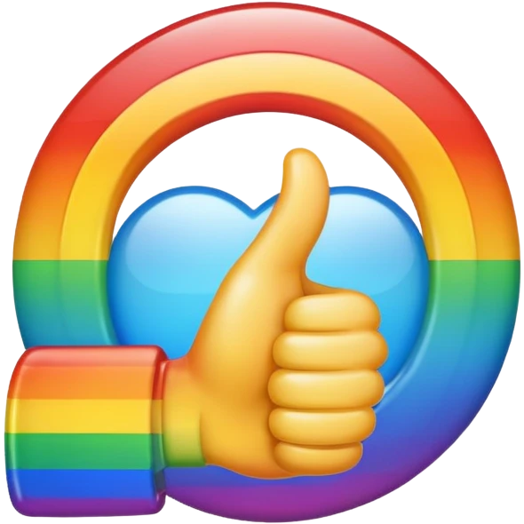 thumbs up emoji with rainbow gradient, apple style emoji