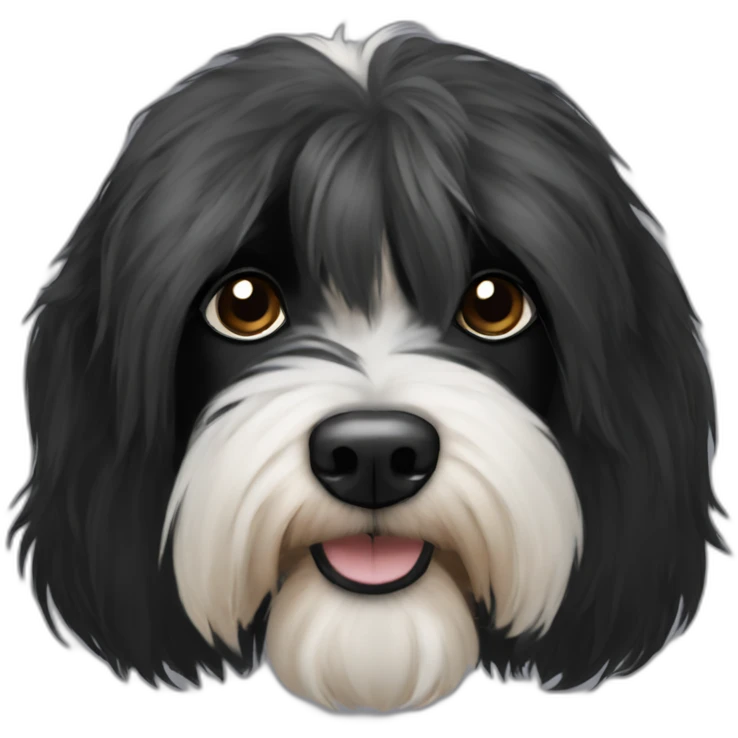 Tibetan terrier face black fur emoji
