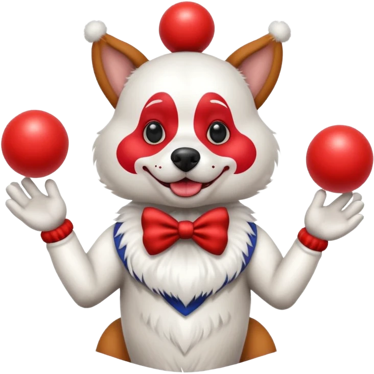 a Circus clown cute dog juggling two metal ball emoji
