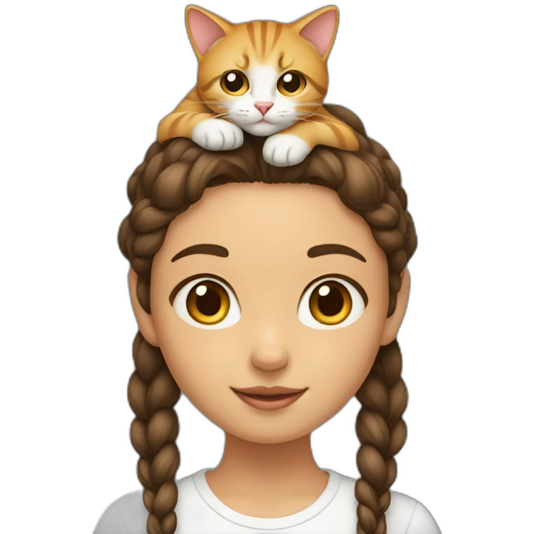 A girl with a cat on top of her head emoji