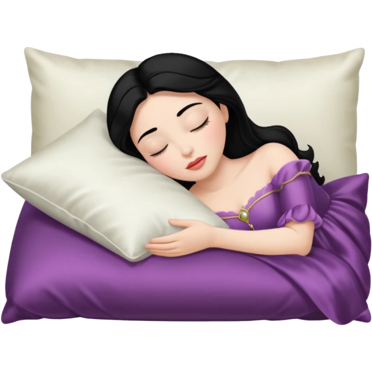 sleeping beauty black haired white girl with a silk pillow emoji