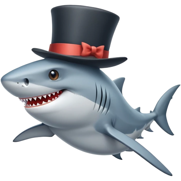 Shark with a top hat emoji