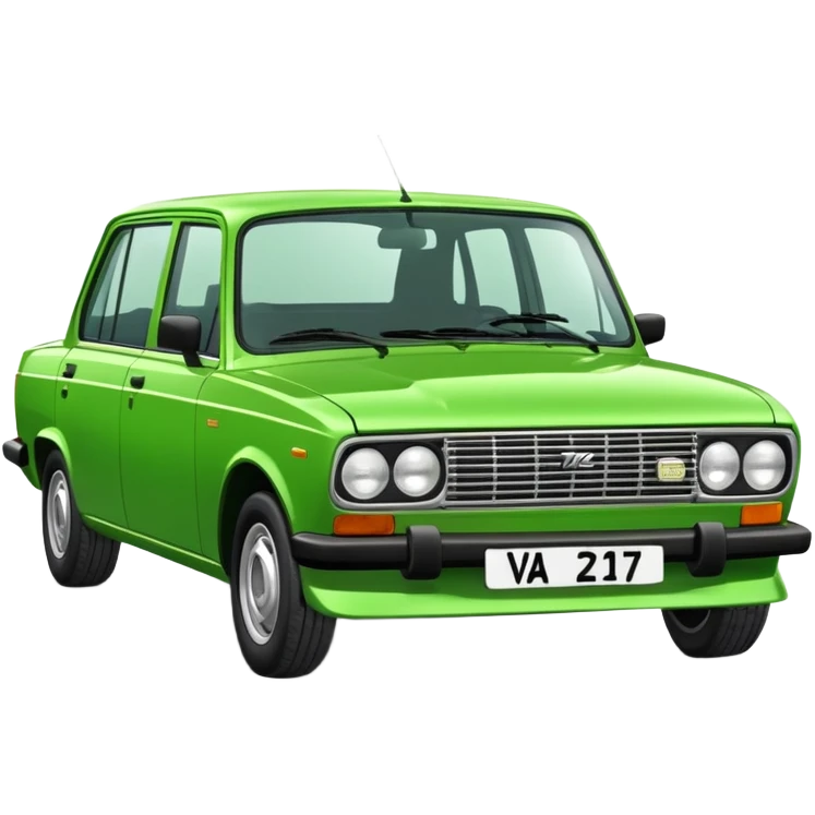 The VAZ 2107 car is green balota in color with registration number 118 emoji