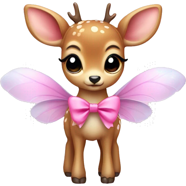 baby deer with fairy wings and a pink bow around its neck  emoji
