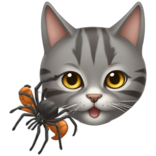 A cat eating a spider emoji