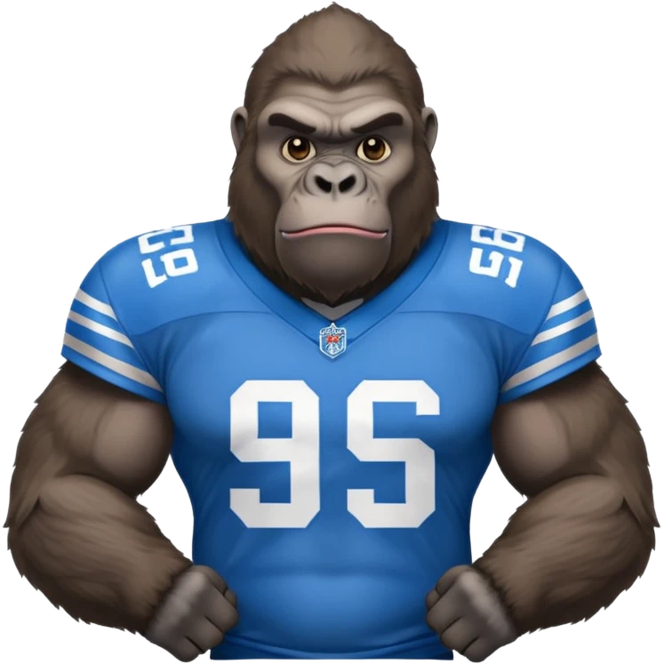 Silverback gorilla with Detroit lions jersey on emoji