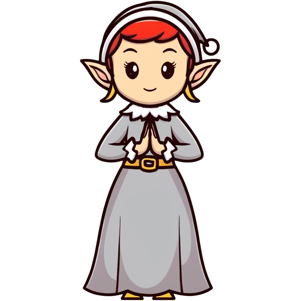 elegant female elf with feminine features, beautiful dress, graceful posture emoji