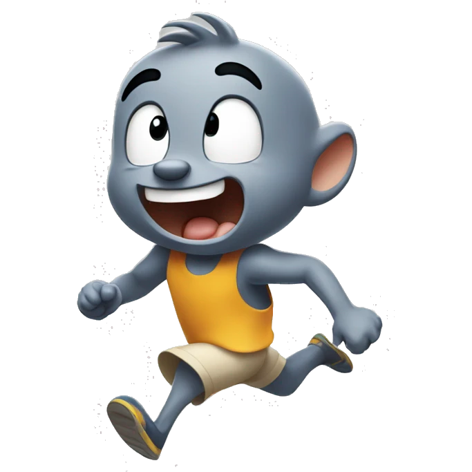 running Jerry(from tom and jerry), scared, looking behind emoji