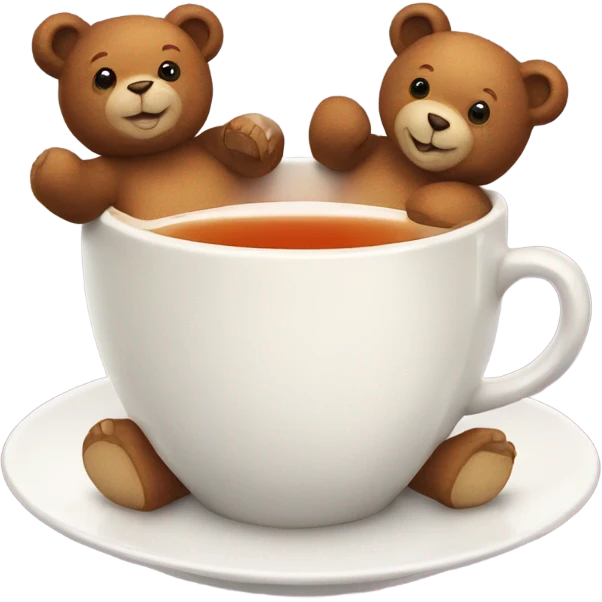 Cup of tea with teddy bears  emoji