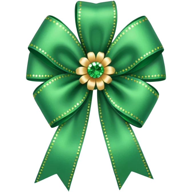 green flower bow with glitter emoji