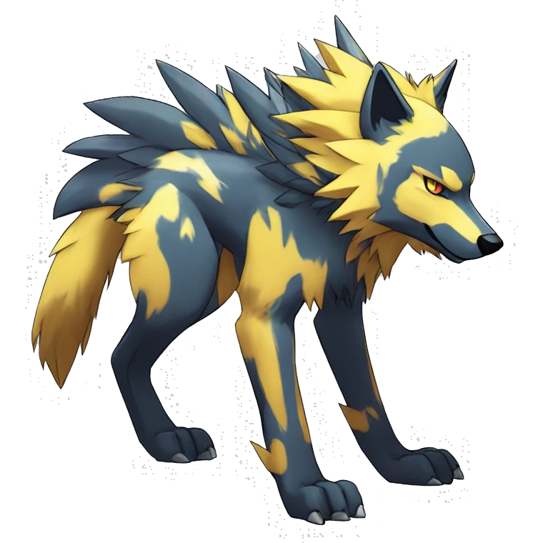  Shiny Edgy Colorful Digimon-Fakemon-Wolf with edgy markings full body emoji