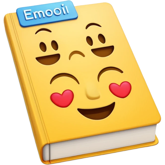 A textbook with the word 'emoji' written on the cover emoji