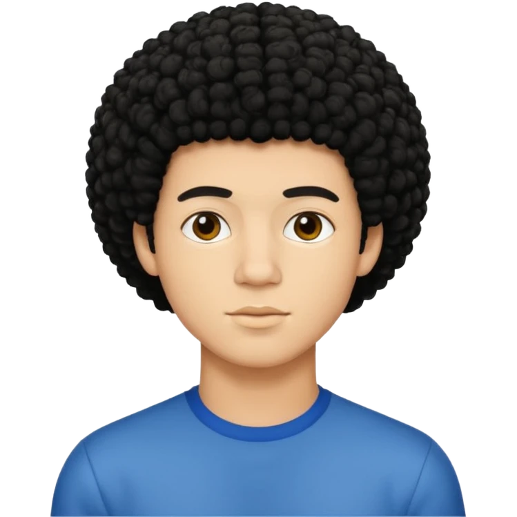 Light skinned young man with short curly black afro emoji