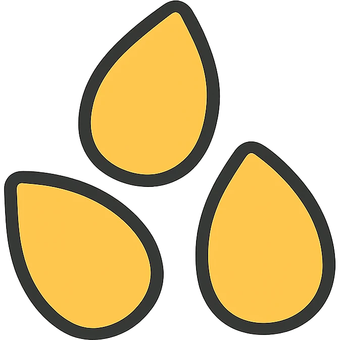 three sesame seeds, stylized, minimalistic emoji