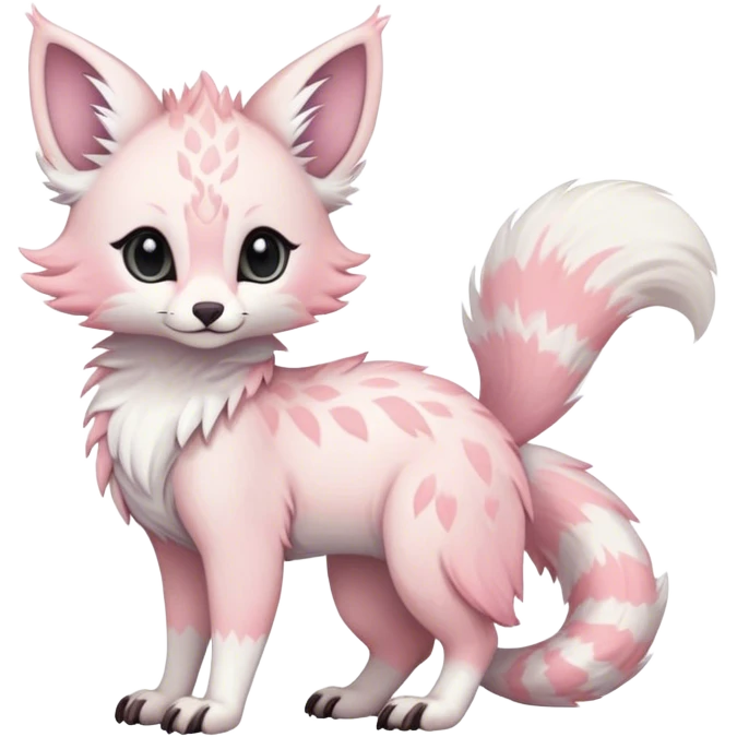 Feral Rare Fantasy cute pastel Vernid-Trico-species by LiLaiRa, markings, tufted tail, tufted ears, full body emoji