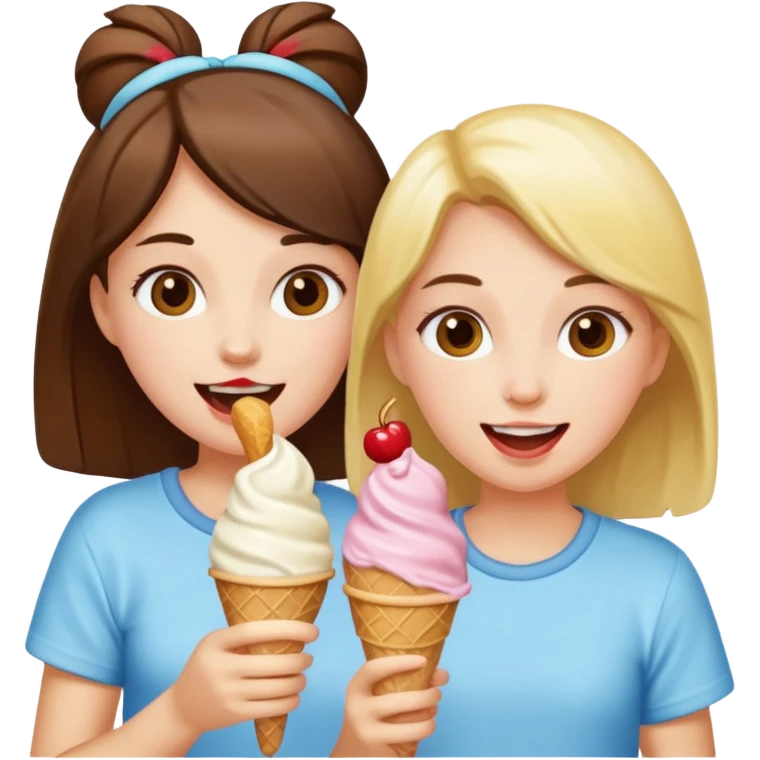 Two girls eating ice cream emoji