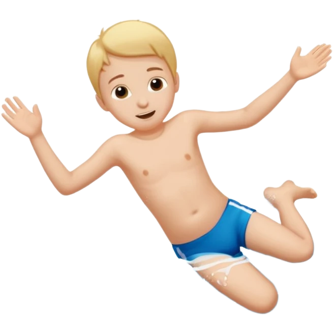 Kid doing a belly flop in to a pool full of water emoji