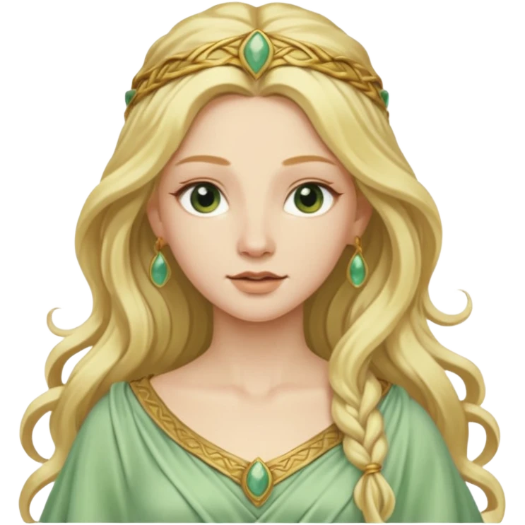 Terra, Earth Goddess from Rome Mythology with long golden blonde hair, pale green outfit emoji