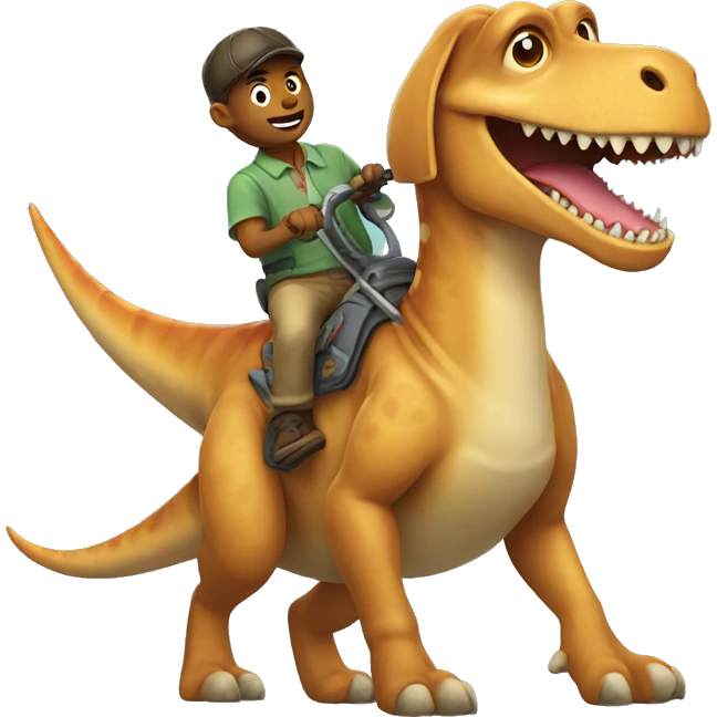 Dog riding a dinosaur  emoji