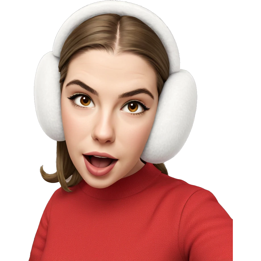 girl in earmuffs with tongue out emoji