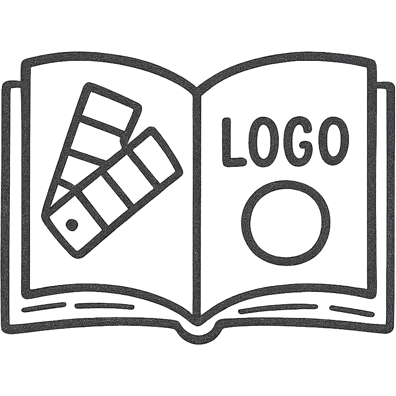Brand Guidelines Book / Open Book with Swatches and Logo emoji