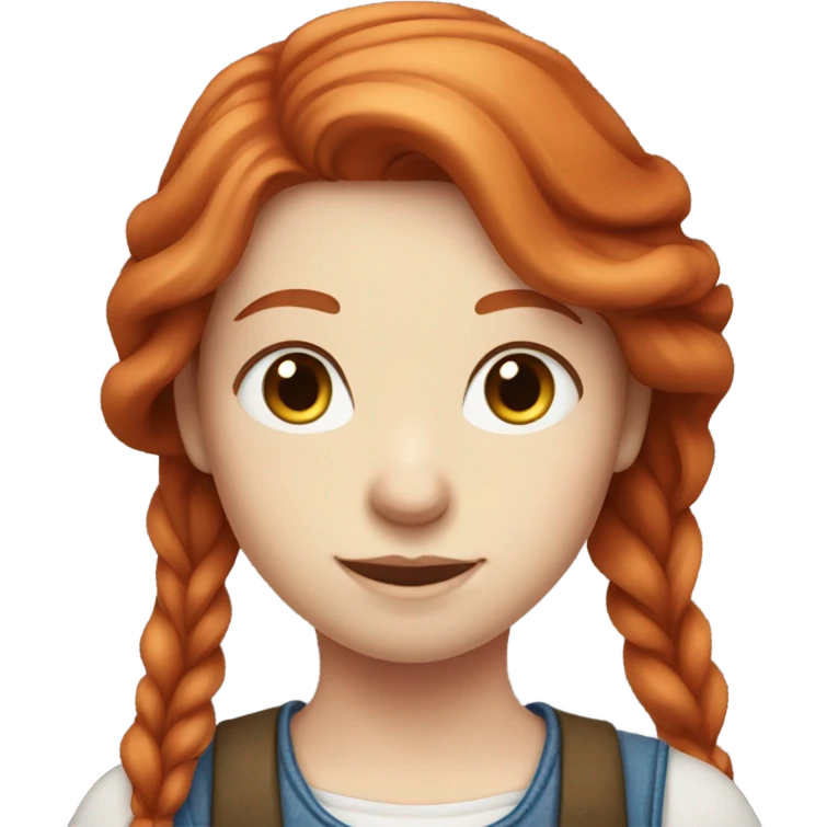 Farmer girl with long red hair pale skin blue eyes emoji